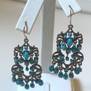 Turquoise fashion chandelier earrings 2”